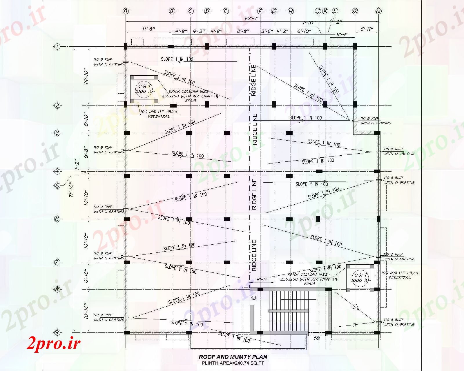 دانلود نقشه مسکونی  ، ویلایی ، آپارتمان  طرحی سقف  (کد83841)