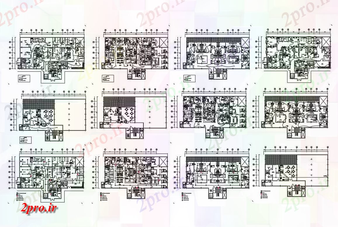 دانلود نقشه بیمارستان - درمانگاه - کلینیک چند سطح طرحی طبقه بیمارستان و طراحی های الکتریکی جزئیات 17 در 35 متر (کد83906)