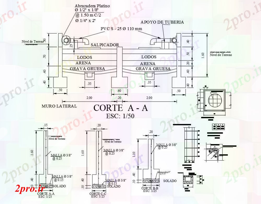 دانلود نقشه پلان مقطعی جزئیات بخش سازنده از ساخت و ساز با ستون (کد83909)