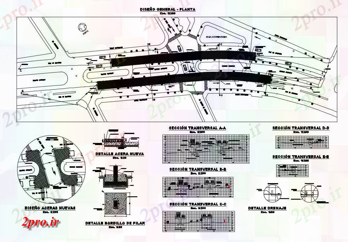 دانلود نقشه جاده و پل طرحی پل فضایی و ساخت و ساز جزئیات (کد83935)