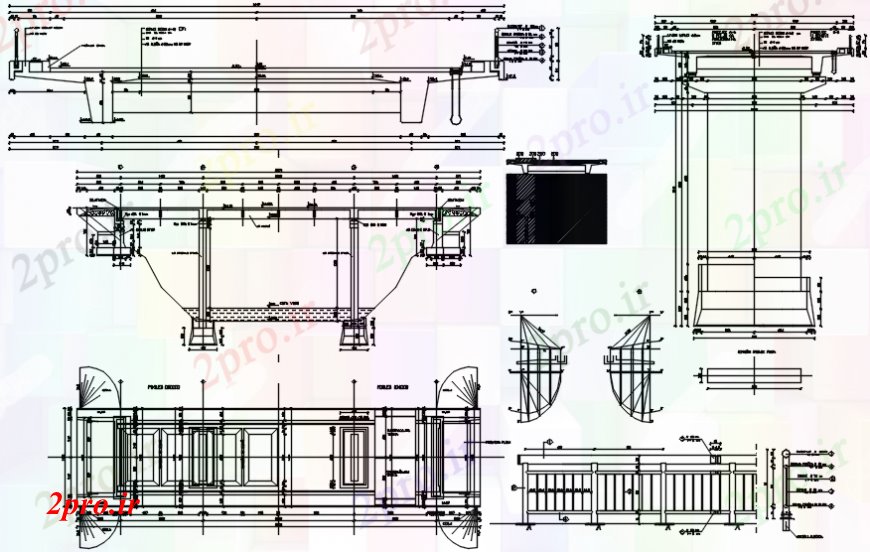 دانلود نقشه جزئیات ساخت پل بخش پل خودرو و ساختار سازنده جزئیات (کد84031)