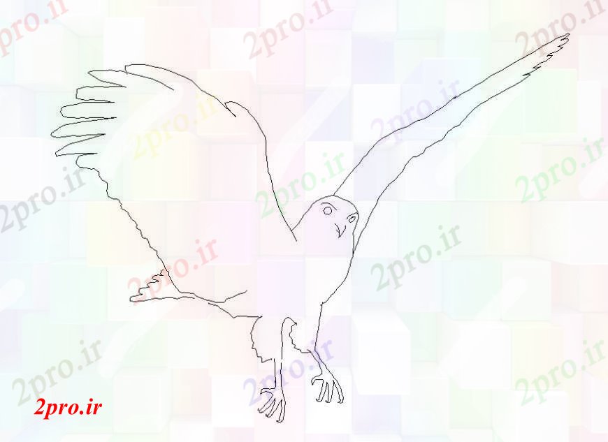 دانلود نقشه بلوک حیوانات   طاس عقاب پرواز نشیمن (کد84035)