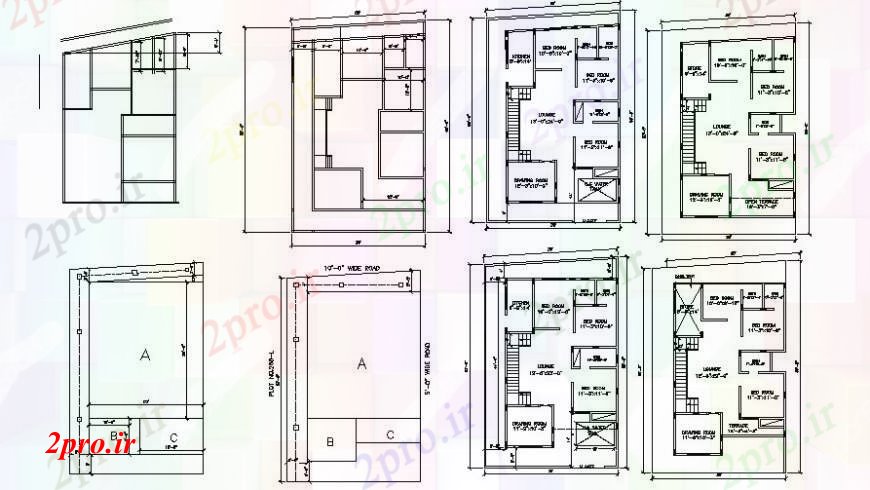 دانلود نقشه مسکونی ، ویلایی ، آپارتمان خانه برنامه های کف و طرحی فریم ساختار طراحی جزئیات 35 در 54 متر (کد84042)