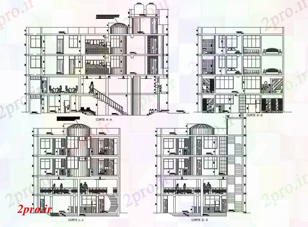 دانلود نقشه مسکونی  ، ویلایی ، آپارتمان  تمام جزئیات مقطعی طرفه از آپارتمان   مسکونی ساخت (کد84129)