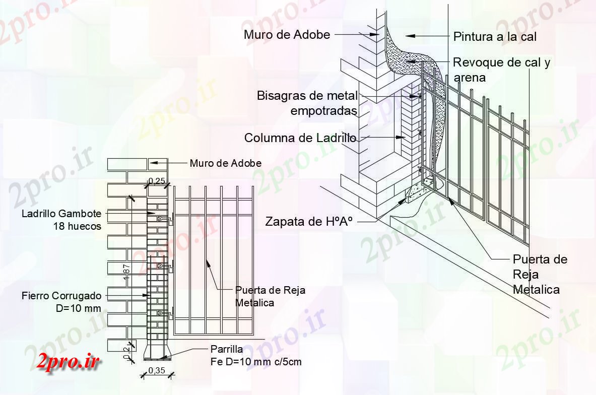 دانلود نقشه جزئیات ساختار بخش دروازه های فلزی و ساختار سازنده جزئیات (کد84175)