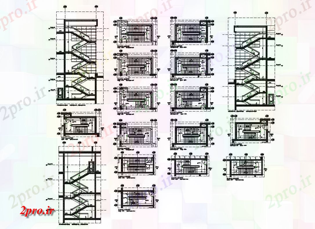 دانلود نقشه ساختمان اداری - تجاری - صنعتی راه پله بخش و ساخت و ساز جزئیات تمام طبقه از ساختمان شرکت های بزرگ 38 در 52 متر (کد84186)