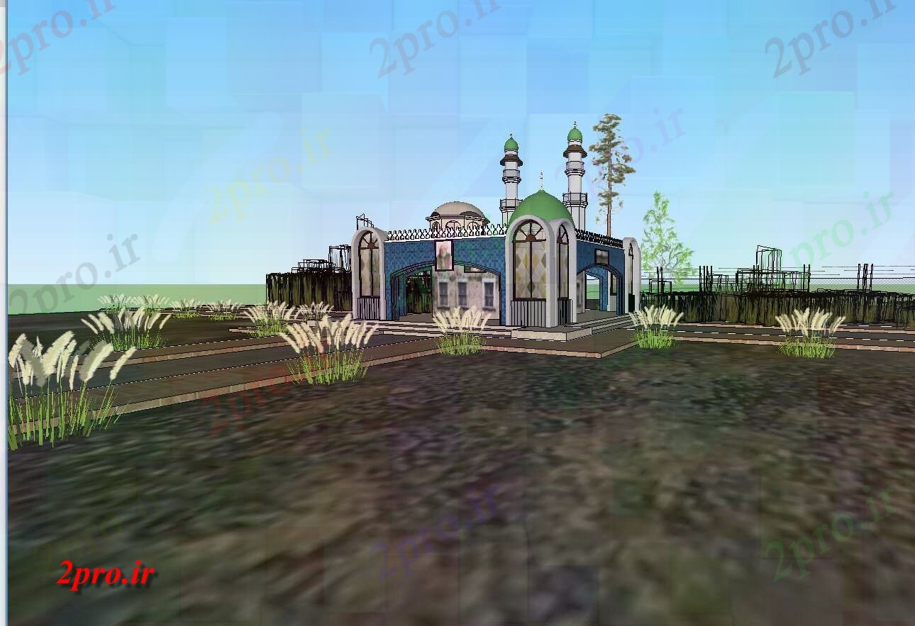 دانلود نقشه کلیسا - معبد - مکان مذهبی مذهبی  مسجد شاه  ehتریدی جزئیات طراحی  SKP  (کد84193)