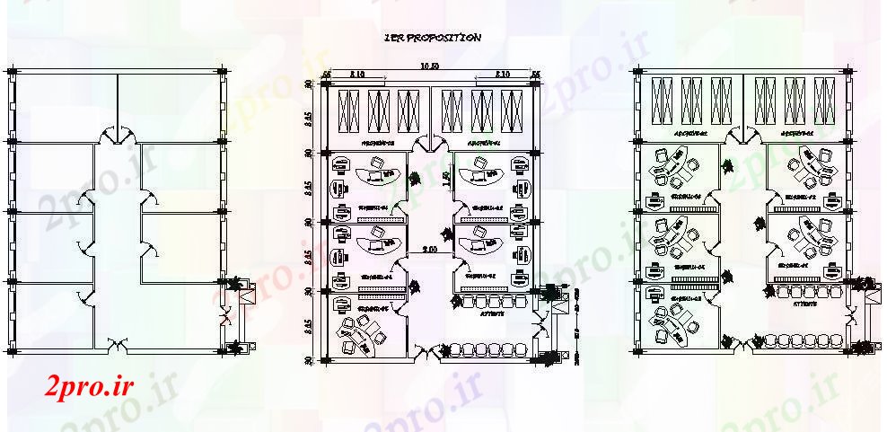 دانلود نقشه ساختمان اداری - تجاری - صنعتی شرکت ساختمان دو طرحی طبقه و نقشه پوشش جزئیات 10 در 16 متر (کد84215)