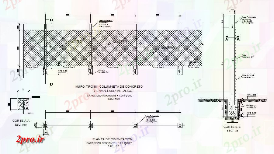 دانلود نقشه جزئیات ساختار فلزی بخش ساختار حصار، طرحی و ساختار سازنده جزئیات (کد84230)