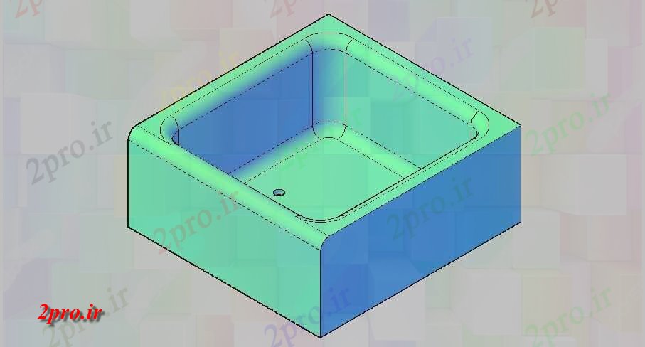 دانلود نقشه تجهیزات بهداشتی سینک شکل مربع تریدی قطعه بلوک تریدی طراحی جزئیات SKP  (کد84272)
