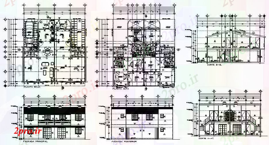 دانلود نقشه مسکونی  ، ویلایی ، آپارتمان  پروژه معماری آپارتمان   دوبلکس در دو سطح جزئیات (کد84289)