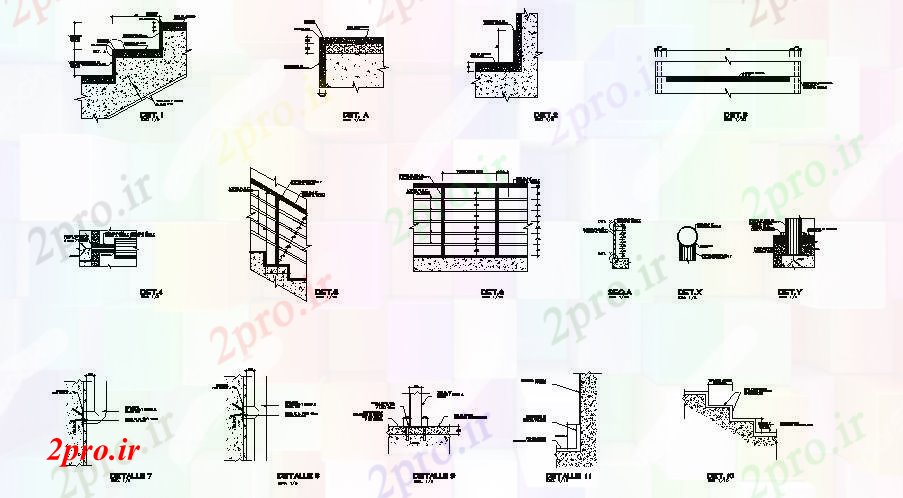 دانلود نقشه جزئیات ساخت و ساز راه پله بتنی ساخت و ساز ساختمان  جزئیات (کد84308)