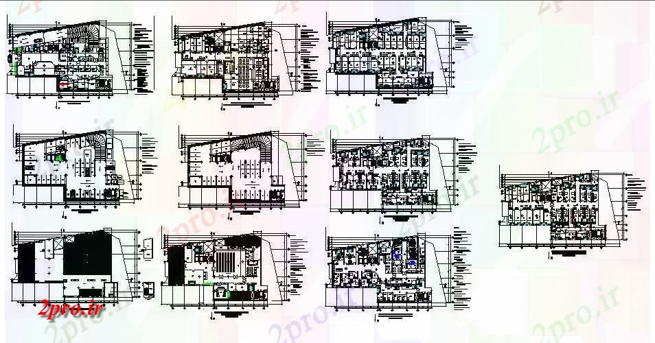 دانلود نقشه بیمارستان - درمانگاه - کلینیک چند سطح طرحی طبقه ساختمان بیمارستان و طرحی پوشش جزئیات 34 در 51 متر (کد84317)