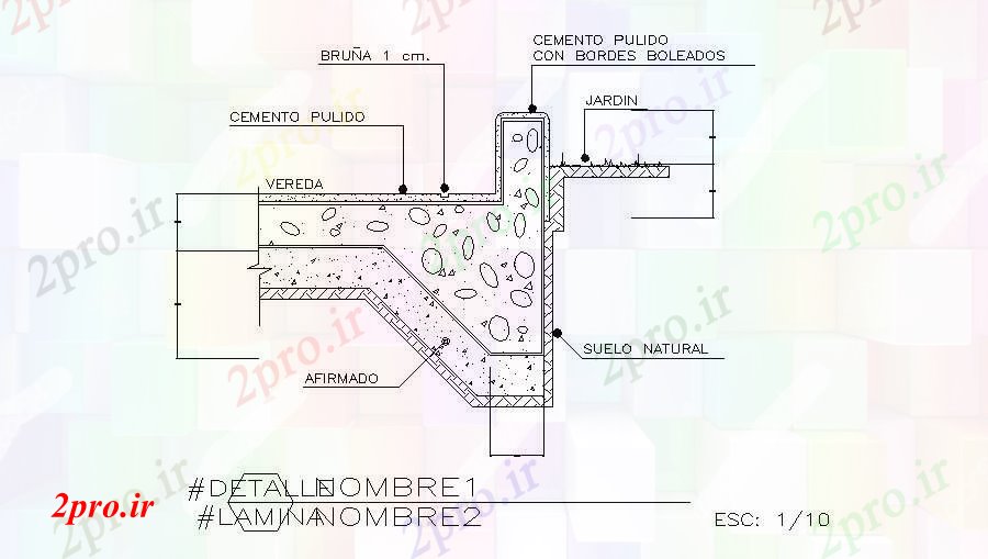 دانلود نقشه جزئیات ساخت و ساز ردیف اتصال و پیاده رو ساخت و ساز جزئیات (کد84326)