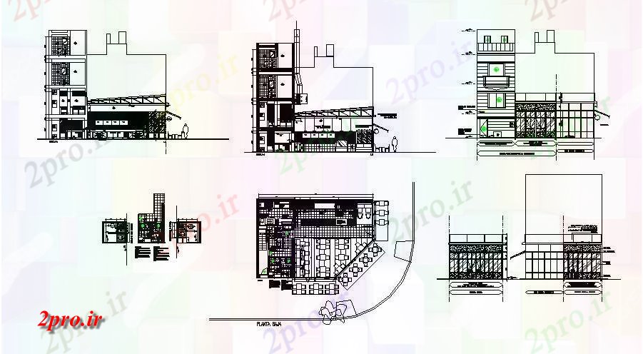 دانلود نقشه هتل - رستوران - اقامتگاه رستوران در آپارتمان ساختمان پیچیده با جزئیات پروژه معماری 9 در 13 متر (کد84366)