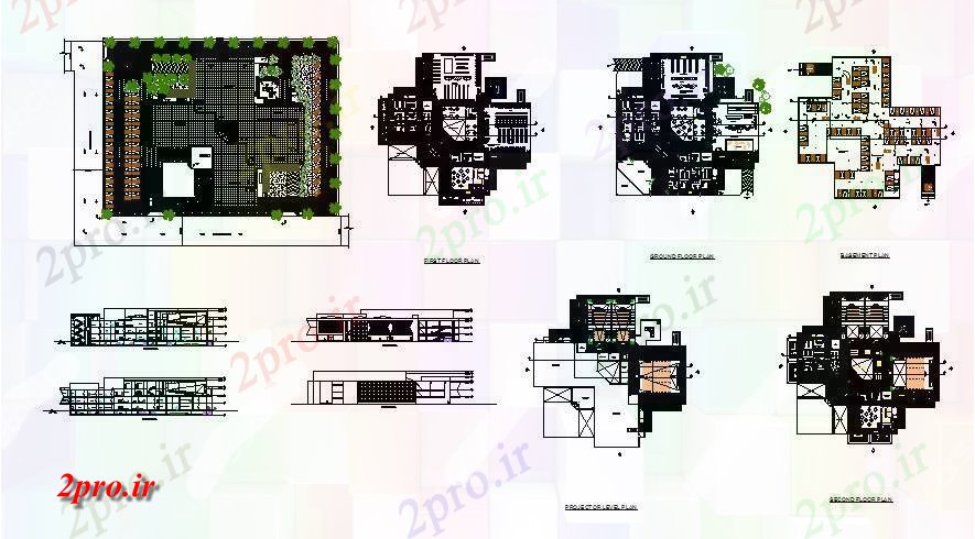 دانلود نقشه هایپر مارکت - مرکز خرید - فروشگاه چند طبقه مرکز خرید ساخت جزئیات معماری پروژه 84 در 90 متر (کد84373)