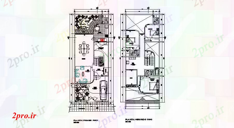 دانلود نقشه مسکونی ، ویلایی ، آپارتمان اولین و طرحی طبقه دوم جزئیات طرحی از دو سطح خانه 7 در 19 متر (کد84391)