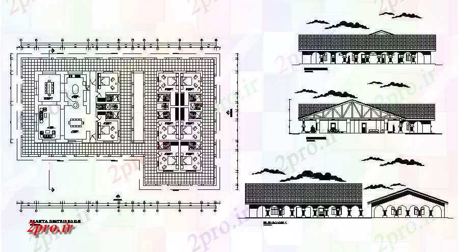 دانلود نقشه مسکونی ، ویلایی ، آپارتمان یک خانواده نما خانه، بخش و طرحی توزیع جزئیات 26 در 40 متر (کد84416)