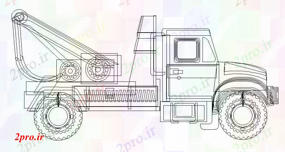 دانلود نقشه بلوک وسایل نقلیه بلوک سازنده نمای جانبی کامیون طراحی  جزئیات (کد84441)
