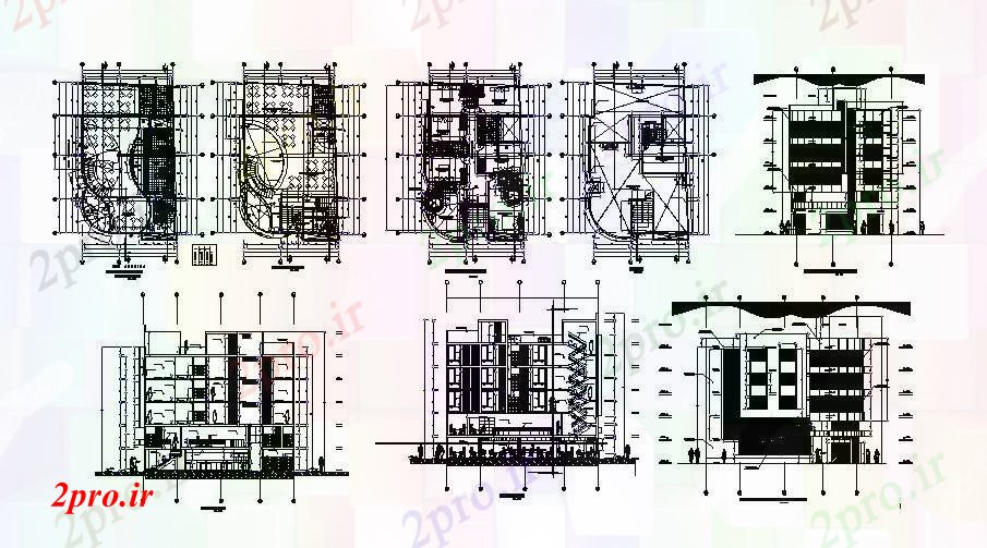دانلود نقشه هتل - رستوران - اقامتگاه پنج تجملات کفپوش هتل پروژه معماری جزئیات 11 در 18 متر (کد84446)
