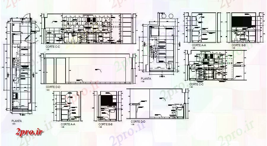 دانلود نقشه آشپزخانه آشپزخانه از بخش رستوران، طرحی و خودکار  جزئیات  (کد84457)