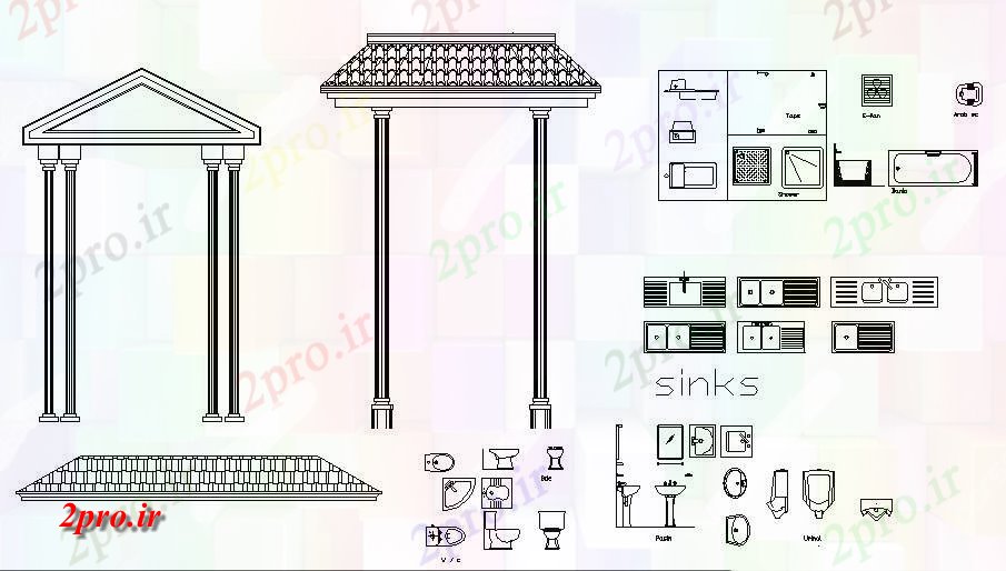 دانلود نقشه تجهیزات بهداشتی چند بهداشتی و بلوک های داخلی  (کد84471)