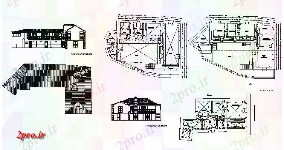 دانلود نقشه مسکونی ، ویلایی ، آپارتمان دو سطح نما خانه، بخش طرحی و خودکار جزئیات 15 در 20 متر (کد84500)