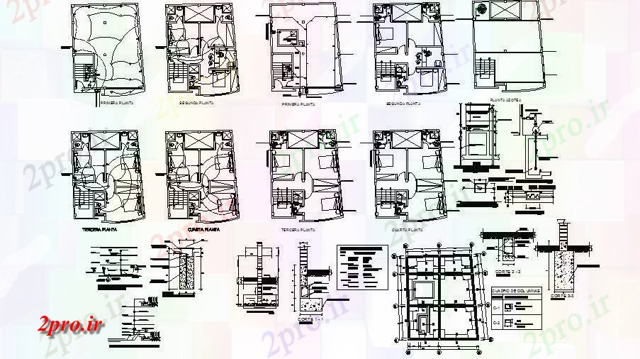 دانلود نقشه دانشگاه ، آموزشکده ، مدرسه ، هنرستان ، خوابگاه - طبقه خوابگاه طرحی پایه و اساس، طراحی های الکتریکی و خودکار جزئیات 7 در 9 متر (کد84516)