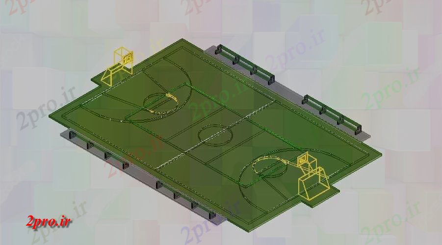دانلود نقشه ورزشگاه ، سالن ورزش ، باشگاه ورزشی زمین تریدی  مدل طراحی جزئیات SKP  (کد84525)