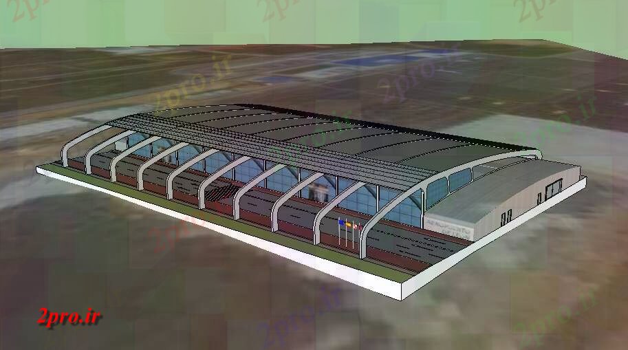 دانلود نقشه فرودگاه فرودگاه بین المللی ساخت و ساز تریدی  مدل طراحی جزئیات SKP  (کد84531)