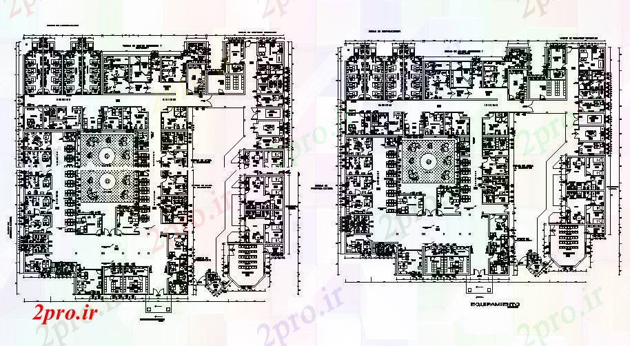 دانلود نقشه ساختمان اداری - تجاری - صنعتی ساختمان اداری زمین و طرحی طبقه اول جزئیات 23 در 48 متر (کد84540)