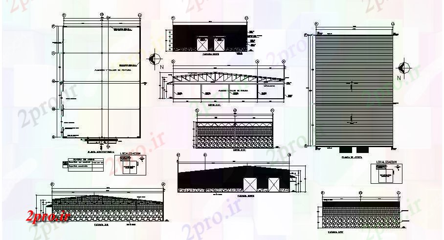 دانلود نقشه جزئیات ساختار بخش سقف و طرحی جزئیات کارخانه صنعتی  (کد84545)