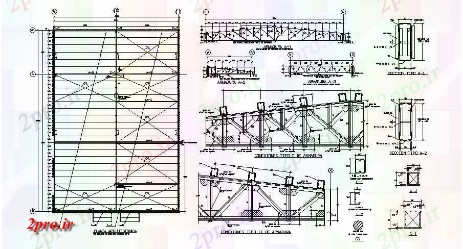 دانلود نقشه کارخانه صنعتی  ، کارگاه سقف و ساخت و ساز دیوار جزئیات کارخانه صنعتی  (کد84549)