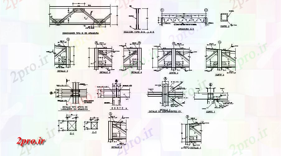 دانلود نقشه جزئیات ساخت و ساز نوع حمایت از أرمرنج تقلا برای ساخت و ساز سقف جزئیات (کد84550)