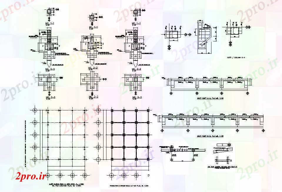 دانلود نقشه جزئیات ساختار تخلیه جزئیات طرحی خانه پایه و اساس با ستون و  پرتو  (کد84569)