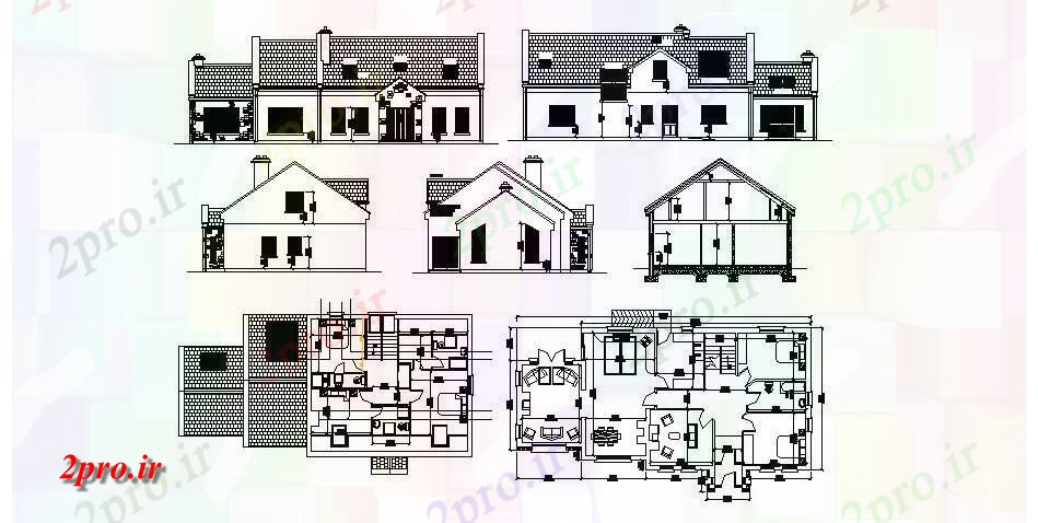 دانلود نقشه مسکونی ، ویلایی ، آپارتمان تجملات یک خانه خانواده معماری دقیق پروژه 9 در 19 متر (کد84583)