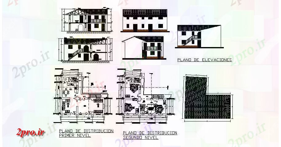 دانلود نقشه مسکونی ، ویلایی ، آپارتمان House تمام نما طرفه، طرحی جلد، طرحی طبقه و بخش جزئیات 11 در 13 متر (کد84591)