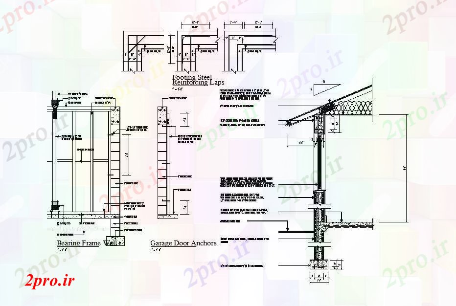 دانلود نقشه جزئیات ساختار باربری قاب، بخش و ساختار سازنده جزئیات ساخت (کد84610)