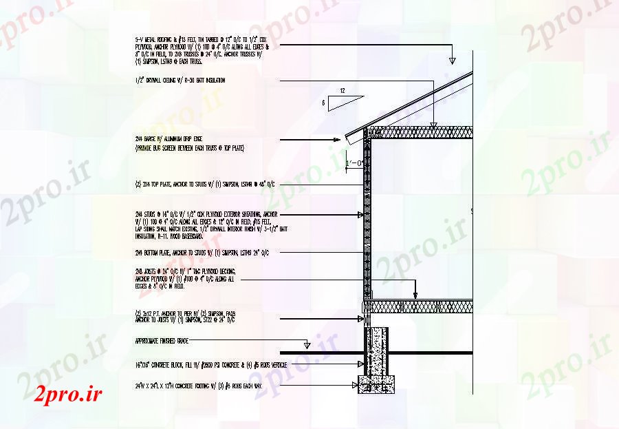 دانلود نقشه پلان مقطعی جزئیات مقطعی برگشت سازنده خانه ساخت (کد84614)