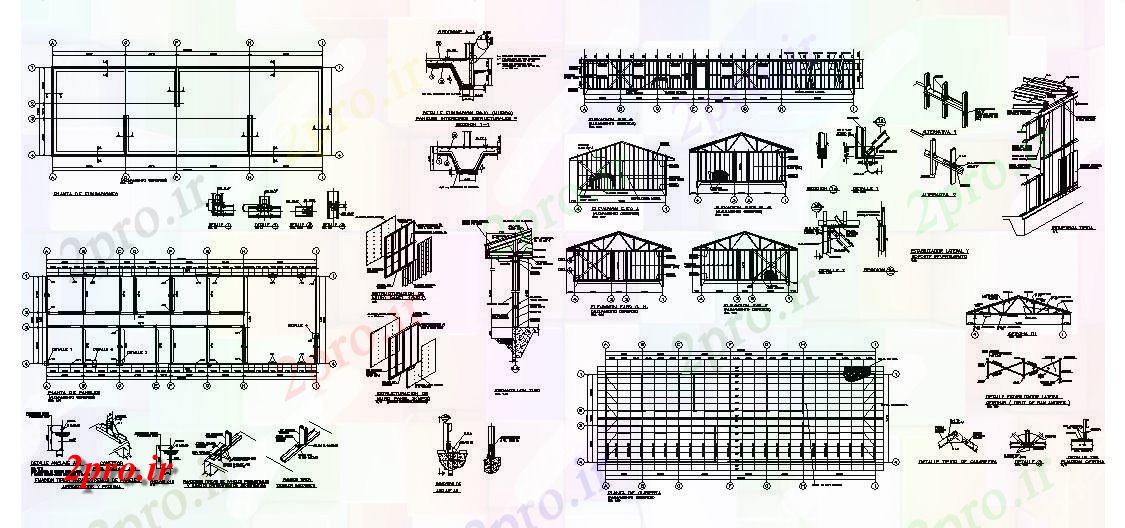 دانلود نقشه جزئیات ساخت و ساز طرحی بنیاد، سقف، راه پله و چند ساختار سازنده جزئیات (کد84670)