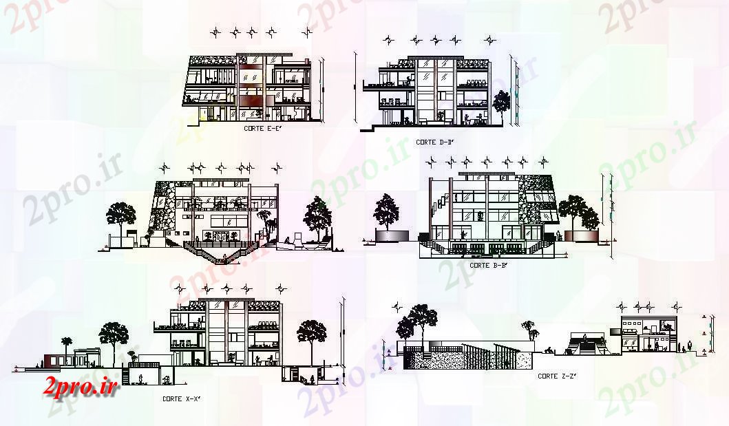 دانلود نقشه باشگاه سه تجملات در سطح هم نما باشگاه خانه ساخت و ساز و طراحی مقطعی جزئیات (کد84709)