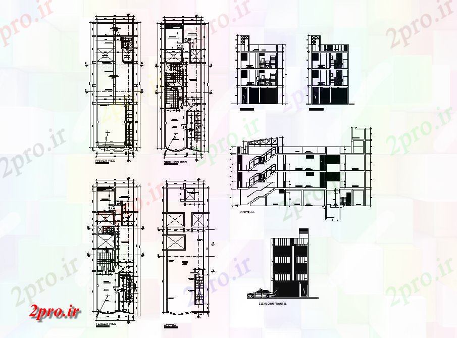 دانلود نقشه مسکونی  ، ویلایی ، آپارتمان  چهار دان آپارتمان   مسکونی ساخت جزئیات معماری پروژه (کد84727)