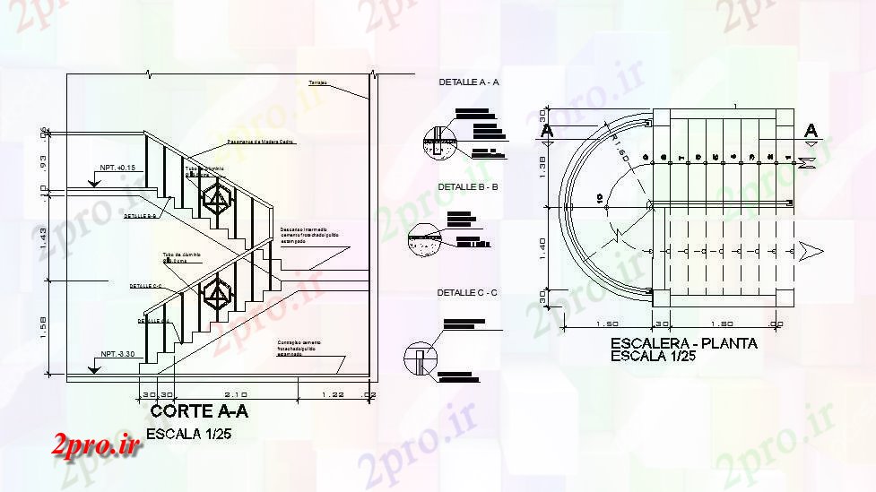 دانلود نقشه جزئیات ساختار بخش و جزئیات طرحی سازنده خانه راه پله (کد84733)