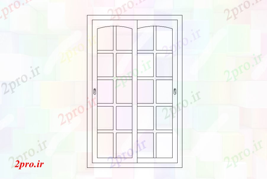 دانلود نقشه جزئیات طراحی در و پنجره  پویا درب دو نما  (کد84735)