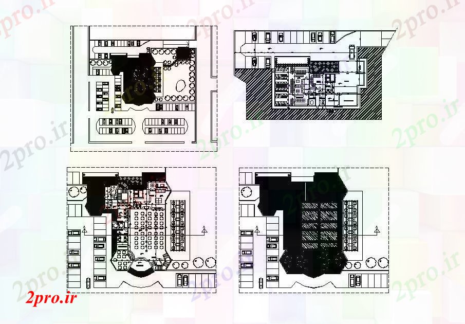 دانلود نقشه هتل - رستوران - اقامتگاه ال ببر و چند دان رستوران همه طرحی طبقه 82 در 86 متر (کد84758)