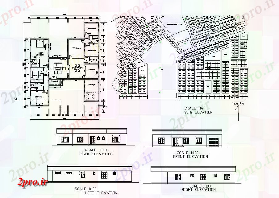 دانلود نقشه مسکونی  ، ویلایی ، آپارتمان  تنها دان House تمام نما طرفه، طراحی و طرحی سایت جزئیات  (کد84768)