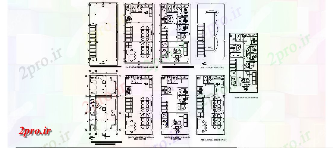 دانلود نقشه ساختمان اداری - تجاری - صنعتی چند دان دفتر شرکت طبقه ساختمان طرحی های 5 در 11 متر (کد84786)