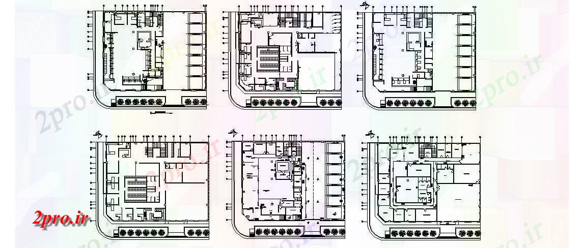 دانلود نقشه بانک ها چند طبقه دفتر بانک طبقات ساختمان طرحی های 41 در 53 متر (کد84838)