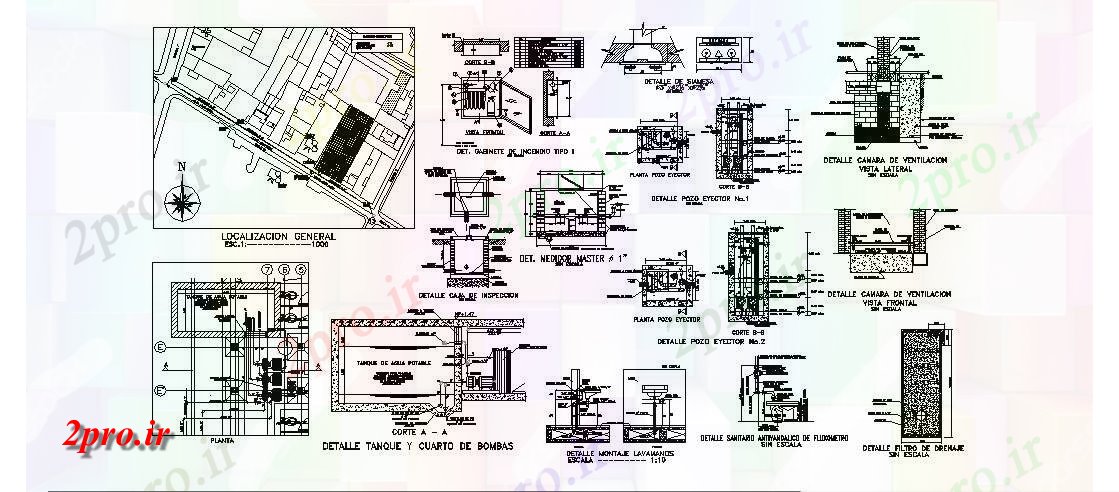 دانلود نقشه جزئیات ساخت و ساز بخش سپتیک تانک آب، طرحی و سازنده  ساختار طراحی جزئیات  (کد84898)