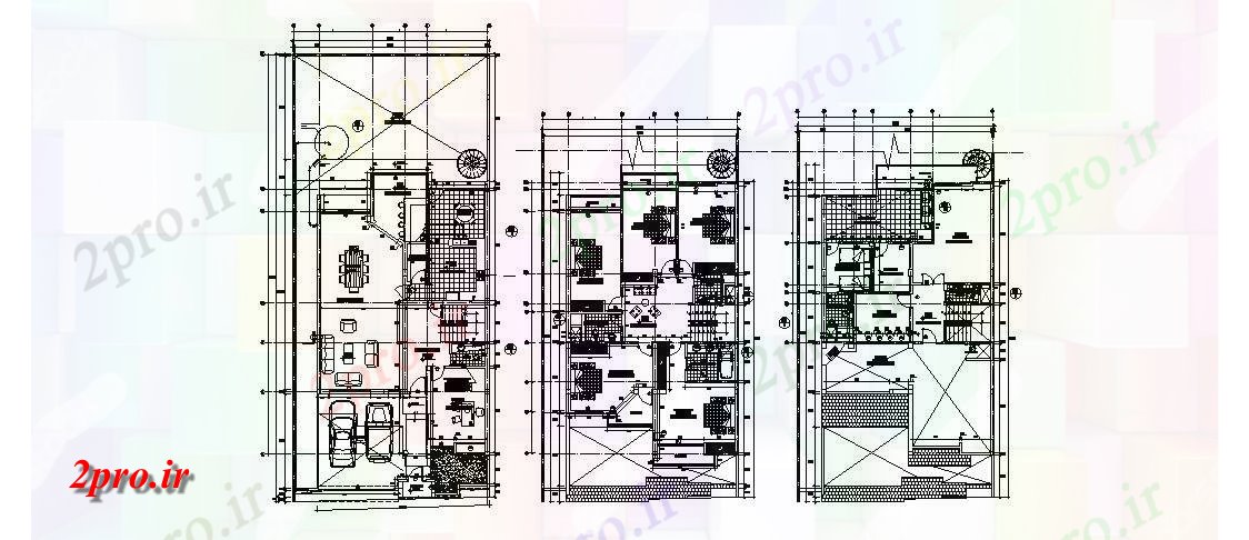 دانلود نقشه مسکونی ، ویلایی ، آپارتمان زمین، اول و پلان طبقه دوم جزئیات یک خانواده خانه طراحی جزئیات 10 در 16 متر (کد84901)